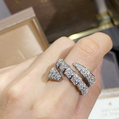 [⭐⭐JeweliWhal]SERPENTI DOUBLE RING SILVER DIAMOND PAVED