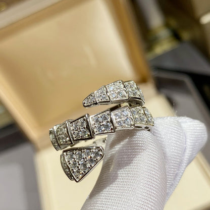 [⭐⭐JeweliWhal]SERPENTI DOUBLE RING SILVER DIAMOND PAVED