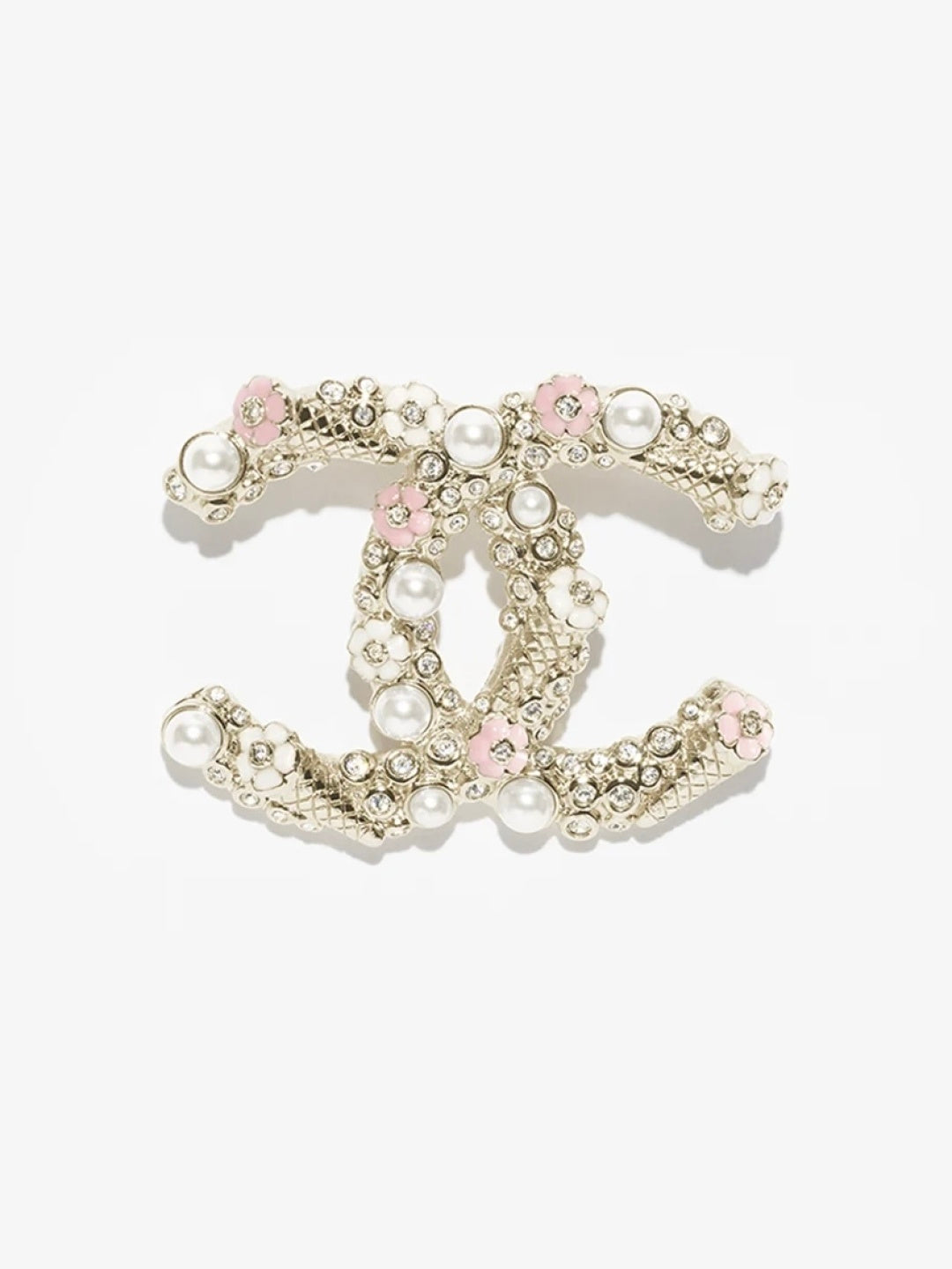 [⭐⭐JeweliWhal]26C Pink-White Enamel Ice Cream Cone Double C Brooch