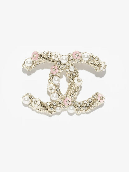 [⭐⭐JeweliWhal]26C Pink-White Enamel Ice Cream Cone Double C Brooch
