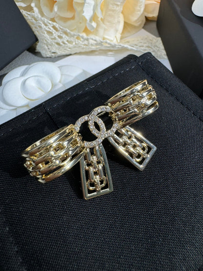 [⭐⭐JeweliWhal]25K 中空リボンブローチ
