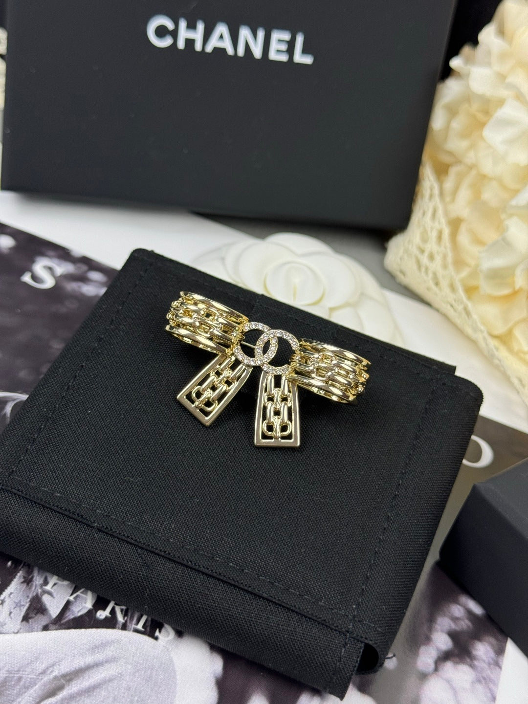 [⭐⭐JeweliWhal]25K 中空リボンブローチ