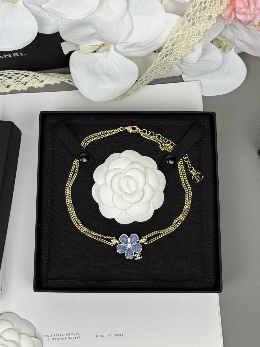 [⭐⭐JeweliWhal]New Blue Floral Double-Layer Necklace