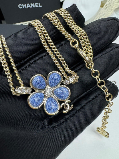 [⭐⭐JeweliWhal]New Blue Floral Double-Layer Necklace