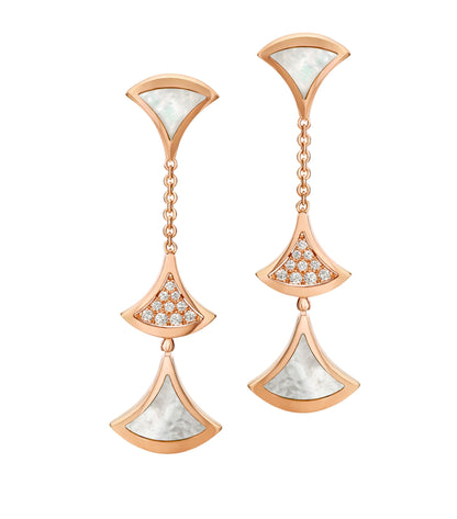 [⭐⭐JeweliWhal]DREAM EARRINGS 3 MOTIFS DIAMOND MOP PINK GOLD