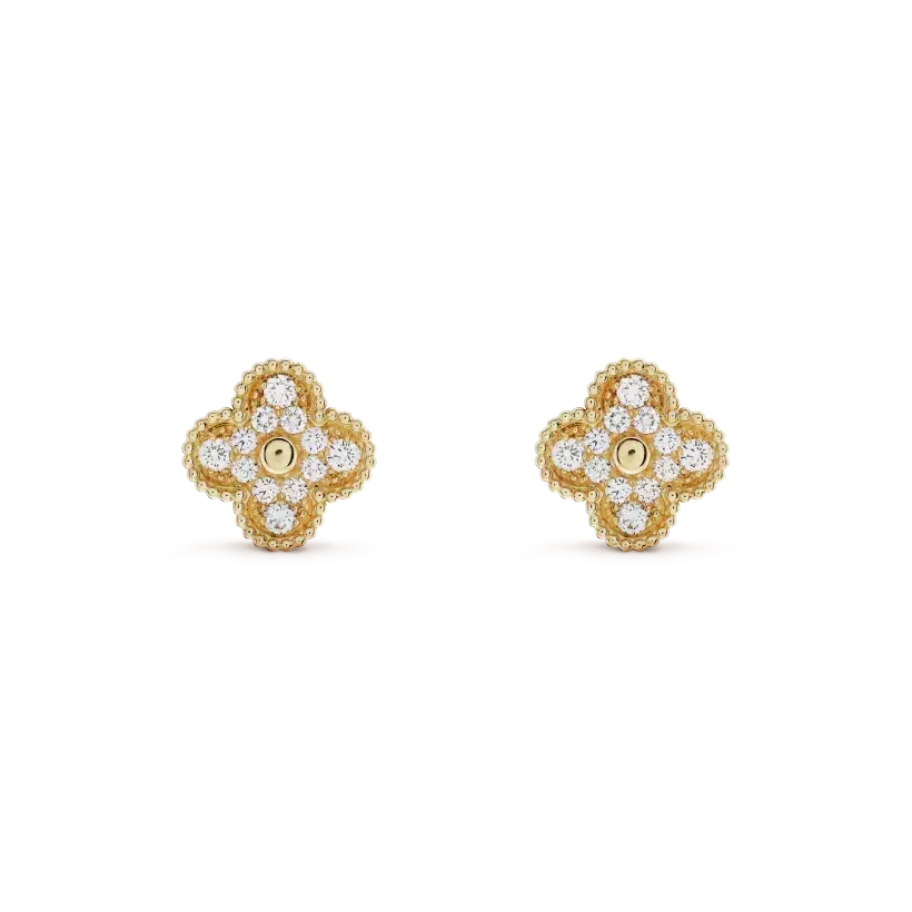 [⭐⭐JeweliWhal]CLOVER MEDIUM 1 MOTIFS FUll DIAMOND EARRINGS