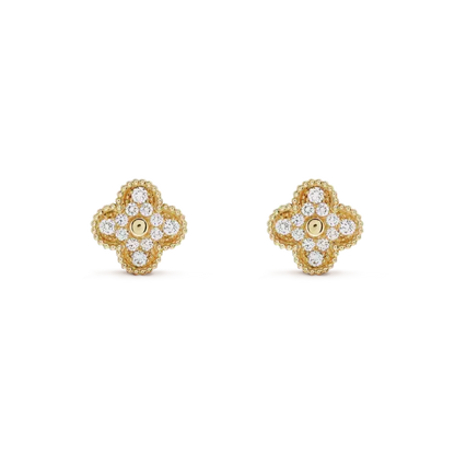 [⭐⭐JeweliWhal]CLOVER MEDIUM 1 MOTIFS FUll DIAMOND EARRINGS