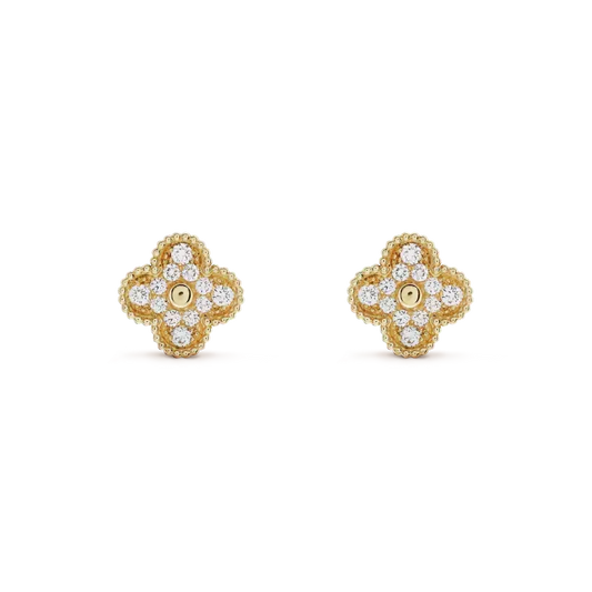 [⭐⭐JeweliWhal]CLOVER MEDIUM 1 MOTIFS FUll DIAMOND EARRINGS