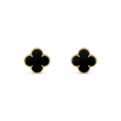 [⭐⭐JeweliWhal]CLOVER MEDIUM 1 MOTIFS  ONYX STUD EARRINGS