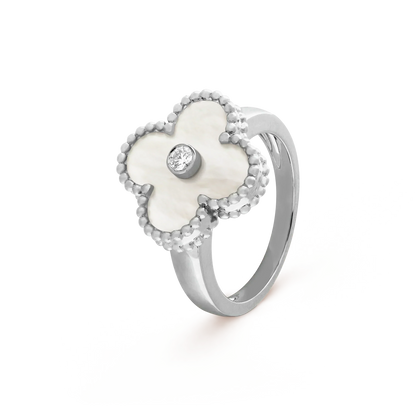[⭐⭐JeweliWhal]CLOVER SILVER MOP DIAMOND RING