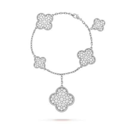 [⭐⭐JeweliWhal]CLOVER 6 MOTIFS SILVER DIAMOND BRACELET
