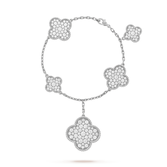 [⭐⭐JeweliWhal]CLOVER 6 MOTIFS SILVER DIAMOND BRACELET