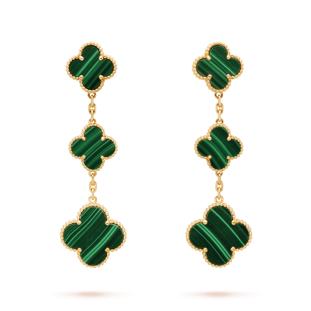 [⭐⭐JeweliWhal]CLOVER MALACHITE 3 MOTIFS GOLD