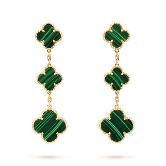 [⭐⭐JeweliWhal]CLOVER MALACHITE 3 MOTIFS GOLD