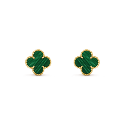 [⭐⭐JeweliWhal]CLOVER MEDIUM 1 MOTIFS MALACHITE  EARRINGS