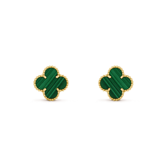 [⭐⭐JeweliWhal]CLOVER MEDIUM 1 MOTIFS MALACHITE  EARRINGS