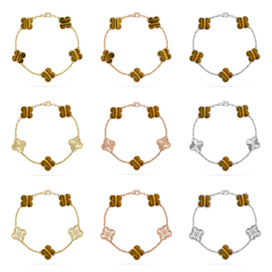 [⭐⭐JeweliWhal] CLOVER 5 MOTIFS TIGER EYE BRACELET COLLECTION