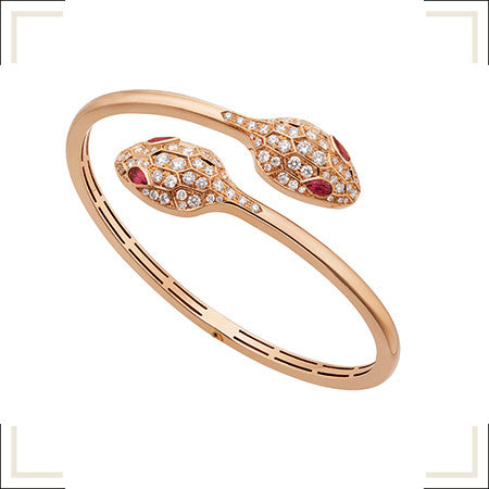 [⭐⭐JeweliWhal]SERPENTI BRACELET PINK GOLD DIAMOND DOUBLE SNAKE