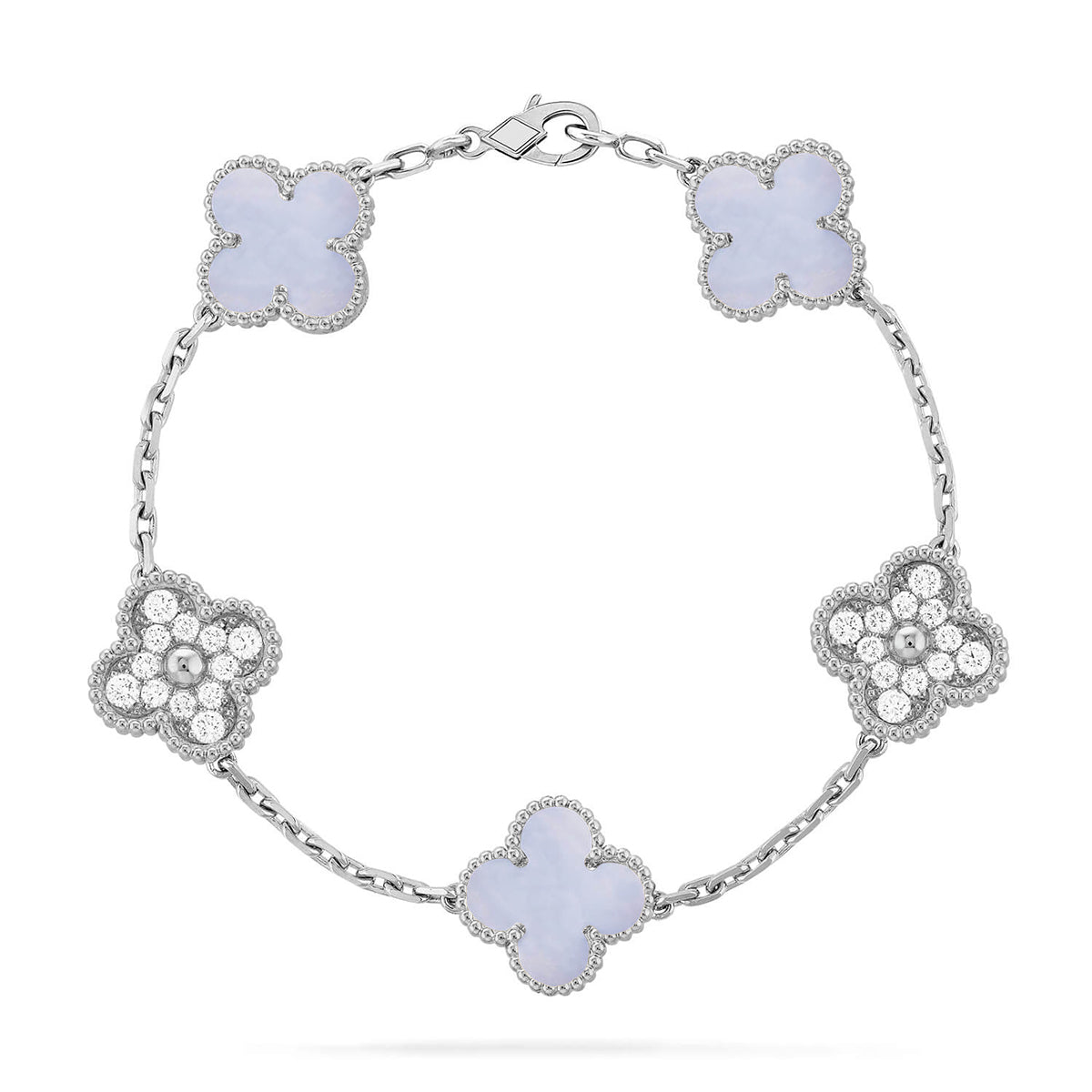 [⭐⭐JeweliWhal] CLOVER 5 MOTIF PURPLE CHALCEDONY BRACELET COLLECTION