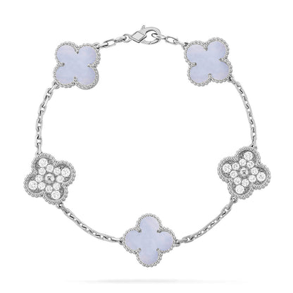 [⭐⭐JeweliWhal] CLOVER 5 MOTIF PURPLE CHALCEDONY BRACELET COLLECTION