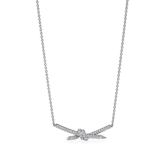 [⭐JeweliWhal]KNOT PENDANT SILVER DIAMOND NECKLACE