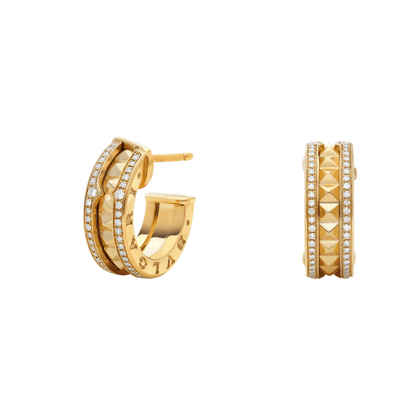 [⭐⭐JeweliWhal]ZERO 1 ROCK GOLD EARRINGS WITH STUDDED SPIRAL AND PAVED DIAMONDS