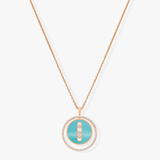 [⭐⭐JeweliWhal]Demo MOVE 3 DIAMONDS TURQUOISE PINK GOLD DIAMOND NECKLACE