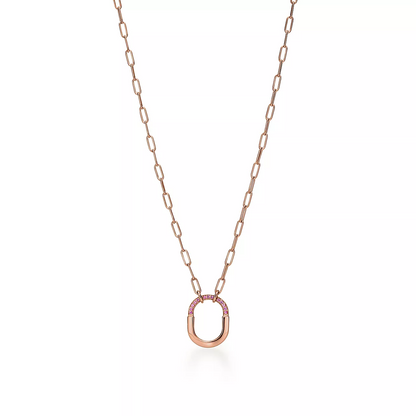 [⭐JeweliWhal]LOCK SMALL PENDANT PINK DIAMOND PINK GOLD NECKLACE