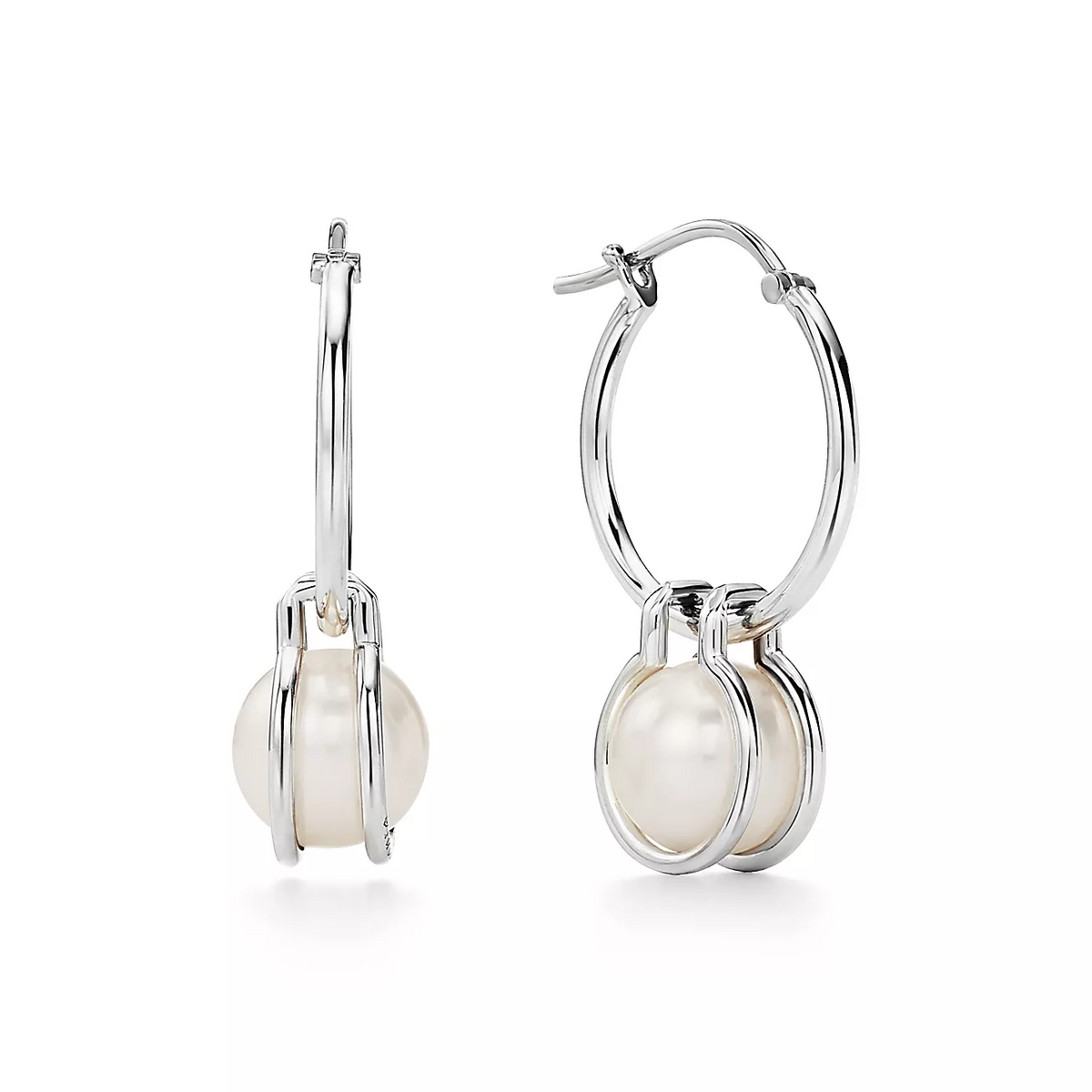 [⭐JeweliWhal]PEARL HOOP SILVER EARRINGS