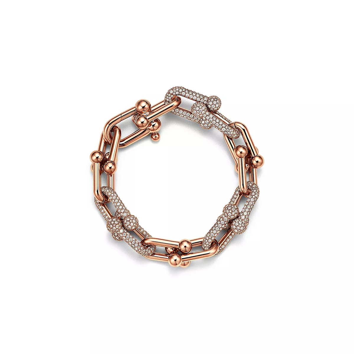 [⭐JeweliWhal]HARDWEAR LARGE LINK PINK GOLD PAVED DIAMOND BRACELET