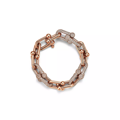 [⭐JeweliWhal]HARDWEAR LARGE LINK PINK GOLD PAVED DIAMOND BRACELET