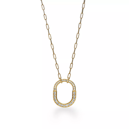 [⭐JeweliWhal]LOCK NECKLACE MEDIUM PENDANT GOLD PAVED DIAMONDS
