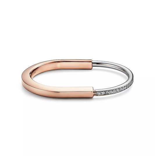 [⭐JeweliWhal]LOCK BRACELET ROSE AND WHITE GOLD DIAMOND