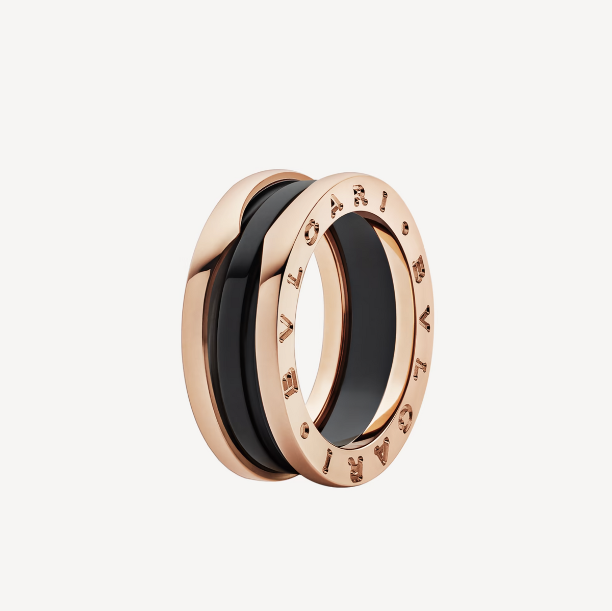 [⭐⭐JeweliWhal]ZERO 1 TWO-BAND LOOPS AND BLACK CERAMIC PINK GOLD RING