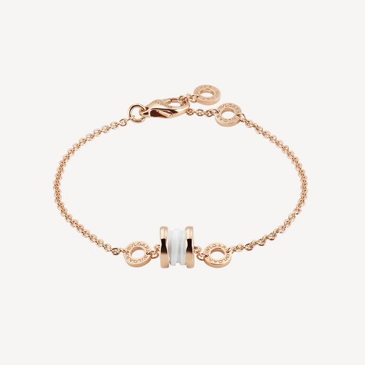 [⭐⭐JeweliWhal]ZERO 1 SOFT PINK GOLD AND WHITE CERAMIC BRACELET