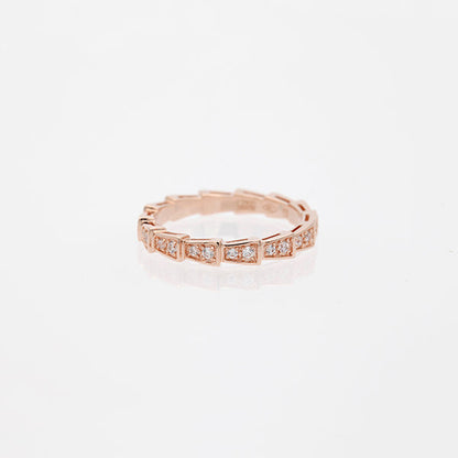 [⭐⭐JeweliWhal]SERPENTI RING PINK GOLD DIAMOND PAVED 3MM