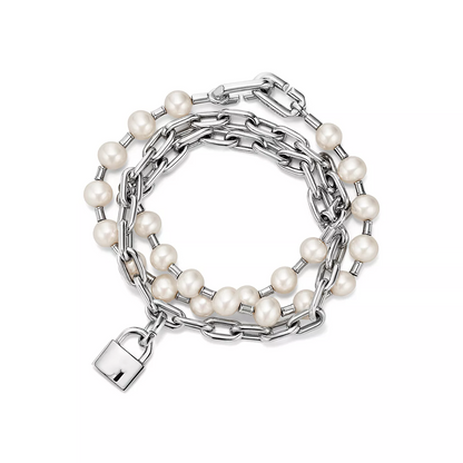 [⭐JeweliWhal]PEARL LOCK SILVER BRACELET