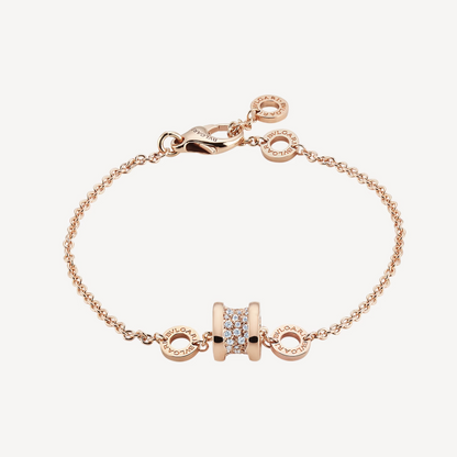 [⭐⭐JeweliWhal]ZERO 1 SOFT PINK GOLD WITH PAVED DIAMONDS ON THE SPIRAL BRACELET