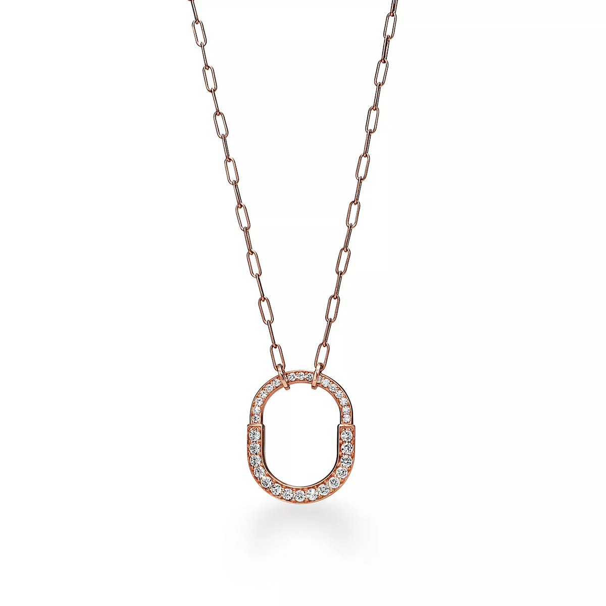 [⭐JeweliWhal]LOCK NECKLACE MEDIUM PENDANT PINK GOLD PAVED DIAMONDS