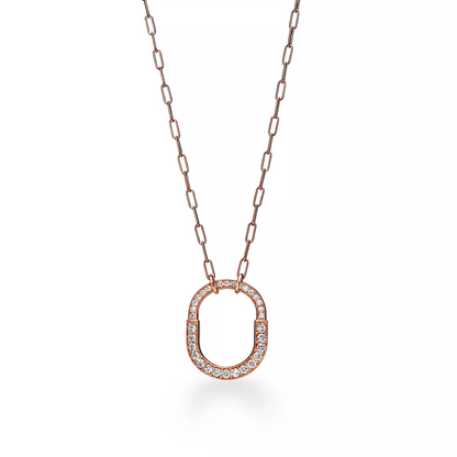 [⭐JeweliWhal]LOCK NECKLACE MEDIUM PENDANT PINK GOLD PAVED DIAMONDS