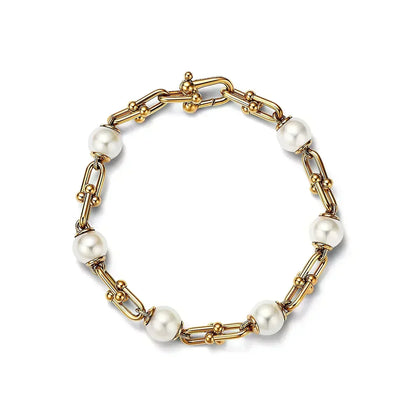 [⭐JeweliWhal]LINK BRACELET GOLD WITH FRESHWATER PEARLS