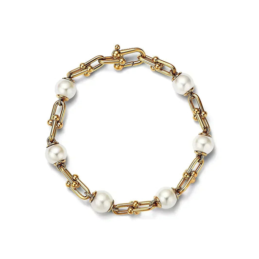 [⭐JeweliWhal]LINK BRACELET GOLD WITH FRESHWATER PEARLS