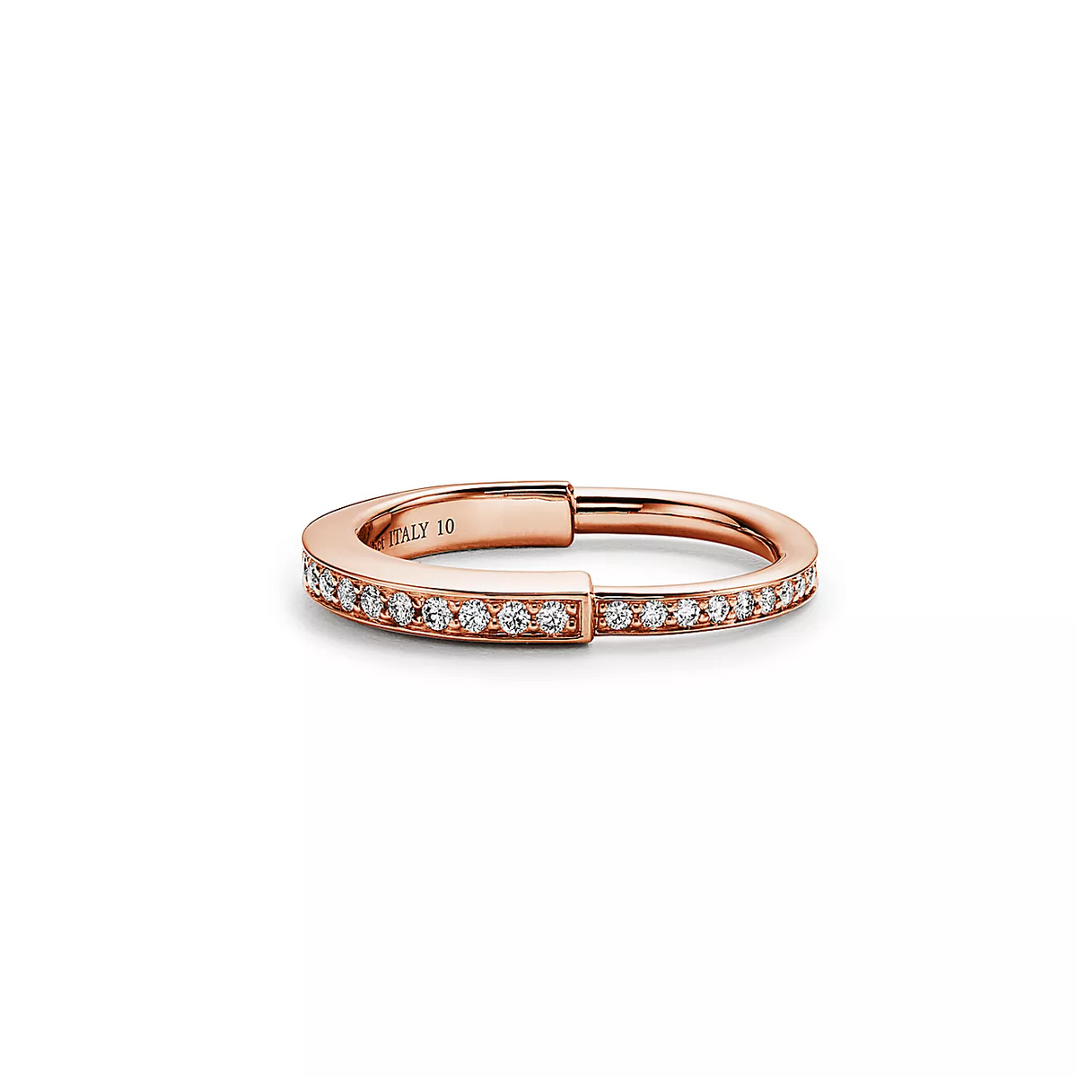 [⭐JeweliWhal]LOCK RING PINK GOLD DIAMOND PAVED