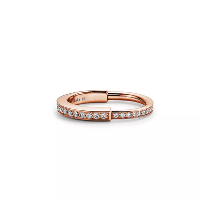[⭐JeweliWhal]LOCK RING PINK GOLD DIAMOND PAVED