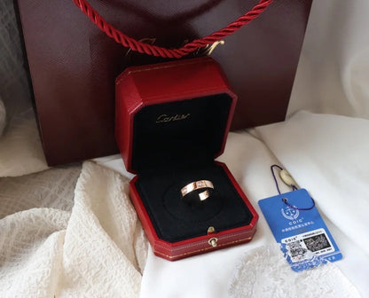 [⭐⭐JeweliWhal]LOVE RING 5.5MM 6 DIAMONDS PINK GOLD
