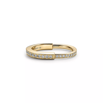 [⭐JeweliWhal]LOCK RING GOLD DIAMOND PAVED
