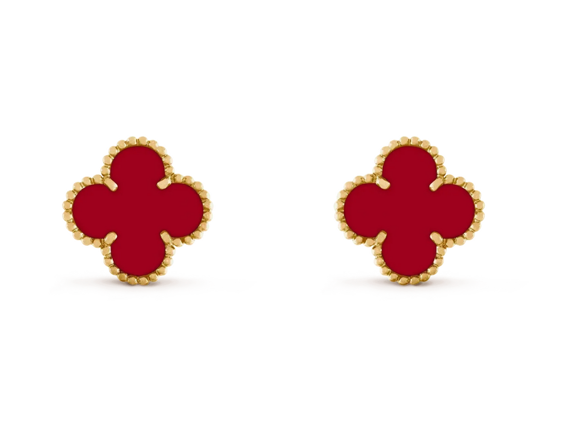 [⭐⭐JeweliWhal] CLOVER 20MM RED AGATE EARRINGS