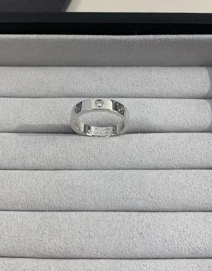 [⭐⭐JeweliWhal]LOVE RING 4MM 1 DIAMOND SILVER