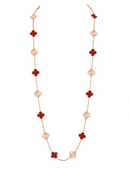 [⭐⭐JeweliWhal]CLOVER 20 MOTIFS LASER CARNELIAN NECKLACE