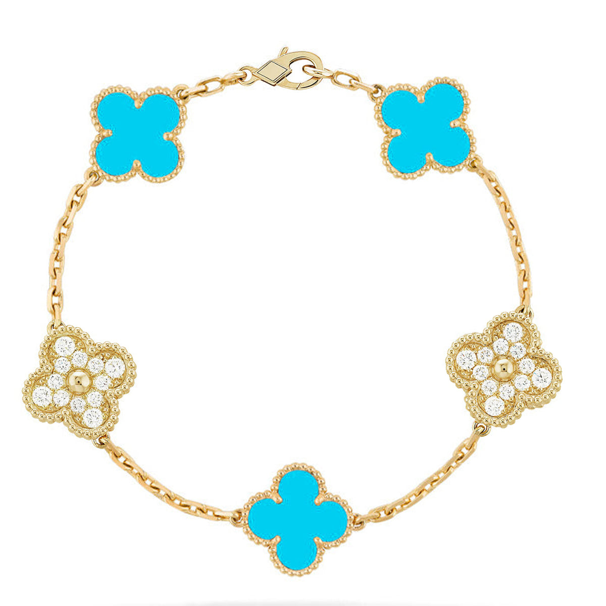 [⭐⭐JeweliWhal] CLOVER 5 MOTIF TURQUOISE BRACELET COLLECTION